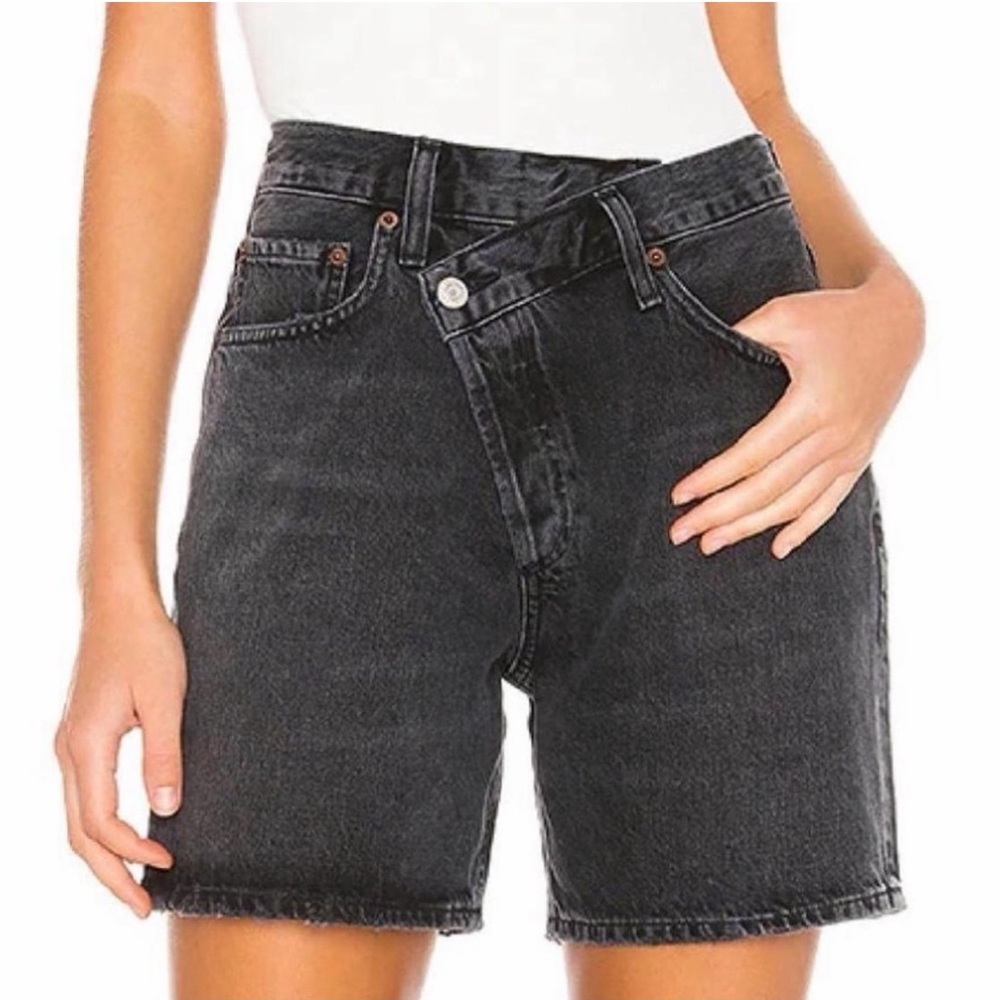 Agolde Black High-Waist Denim Shorts